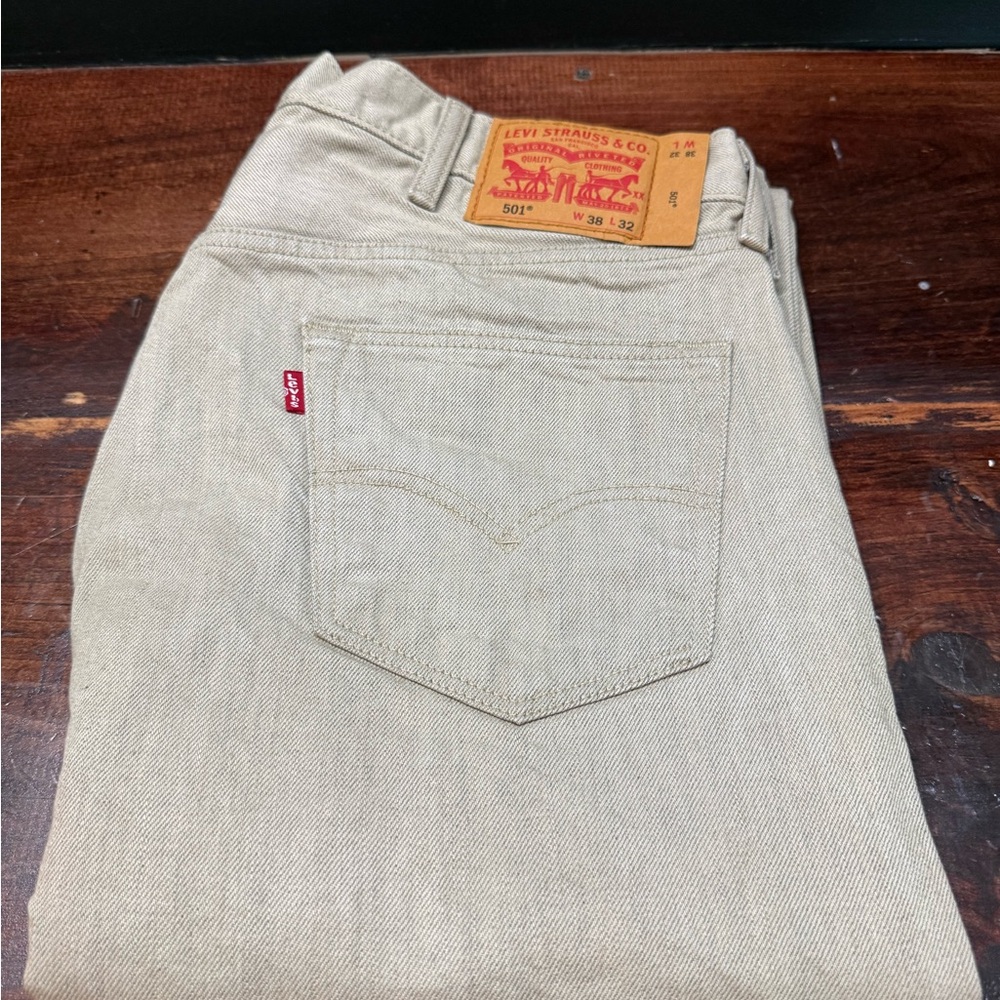 Levi's Men's 501 Cone Mills White Oak Denim Light Beige (Actual Fit 36x30)